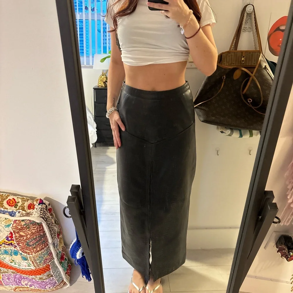 Vintage Cerucci Leather Maxi Skirt - Picture 2 of 7
